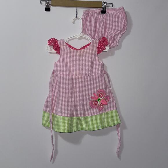 Rare Editions Pink Gingham Baby Dress & Diaper Cover Set - Size 12M - Picture 1 of 8
